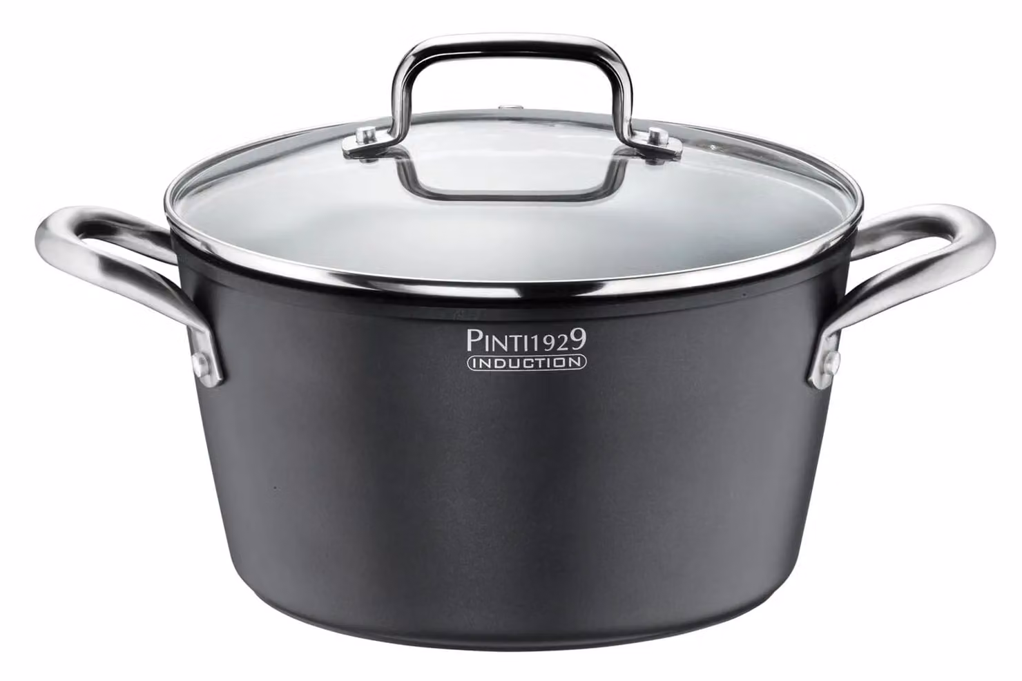 Casseruola con due maniglie con coperchio in vetro in alluminio antiaderente per induzione, linea St1, diam.28cm