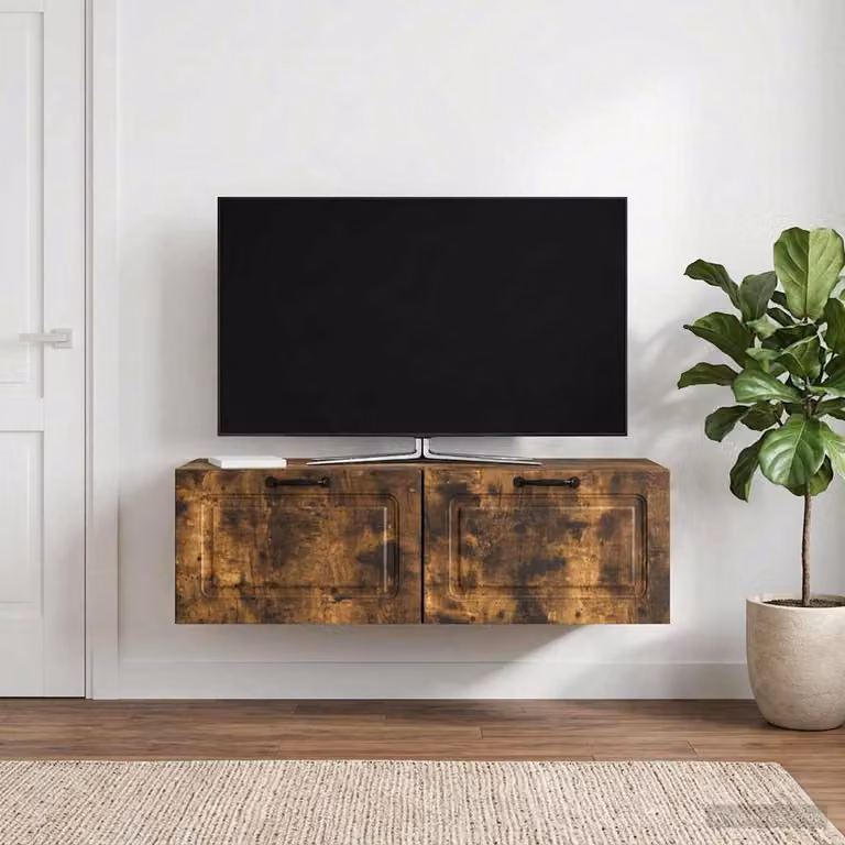 vidaXL Mobile Porta TV da Muro in Rovere Fumo, Design Moderno, L/P/H: 98 x 41 x 30 cm