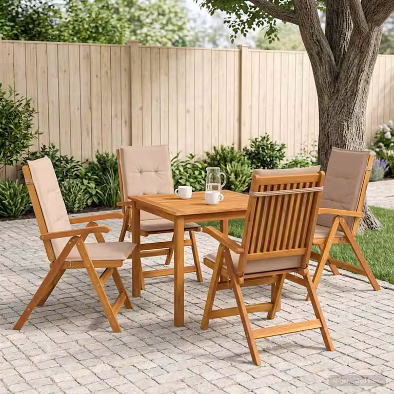 Set da pranzo da giardino vidaXL in legno di acacia 5 pezzi per 4 persone colore beige e marrone