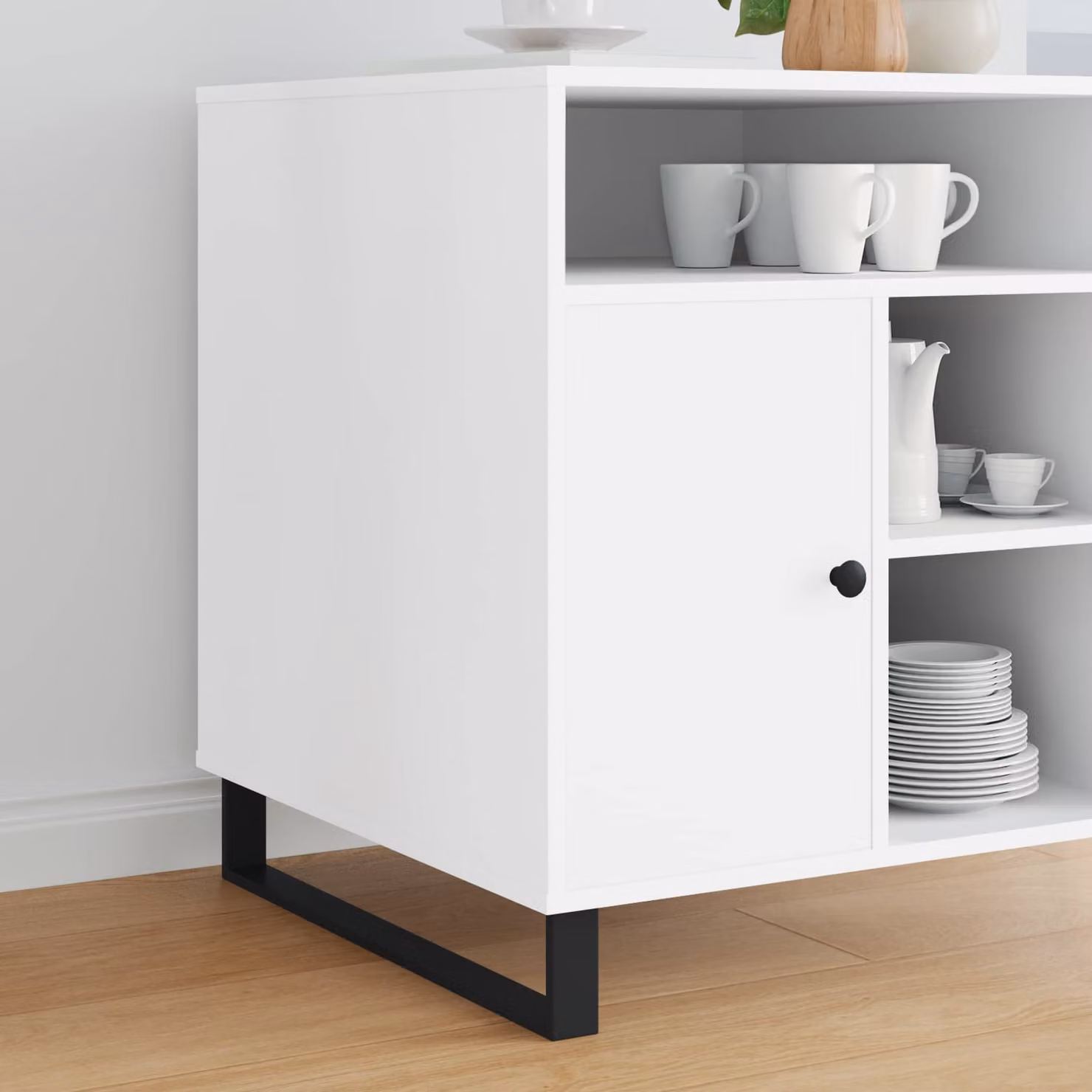 Set di 12 piedini per mobili vidaXL in ferro nero opaco, dimensioni: L 59,6 cm x P 40,5 cm x H 100 mm