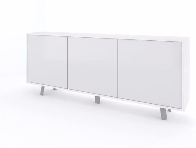 Buffet 3 ante VELBRUK bianco pietra/bianco lucido