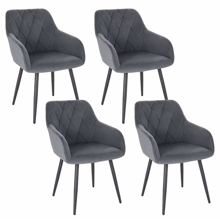 Sedia da pranzo - Sedia da ufficio - Sedia con braccioli - Sedia in stile scandinavo - Gambe in metallo - Rivestimento