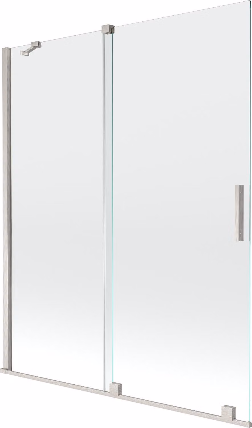 Mexen Velar paraschizzi da bagno a 2 ante scorrevole 140 x 150 cm, trasparente, nichel spazzolato - 896-140-000-01-97