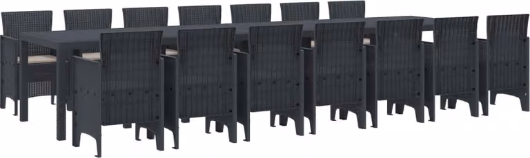 Set da pranzo da giardino con cuscini 15 pcs Antracite PP