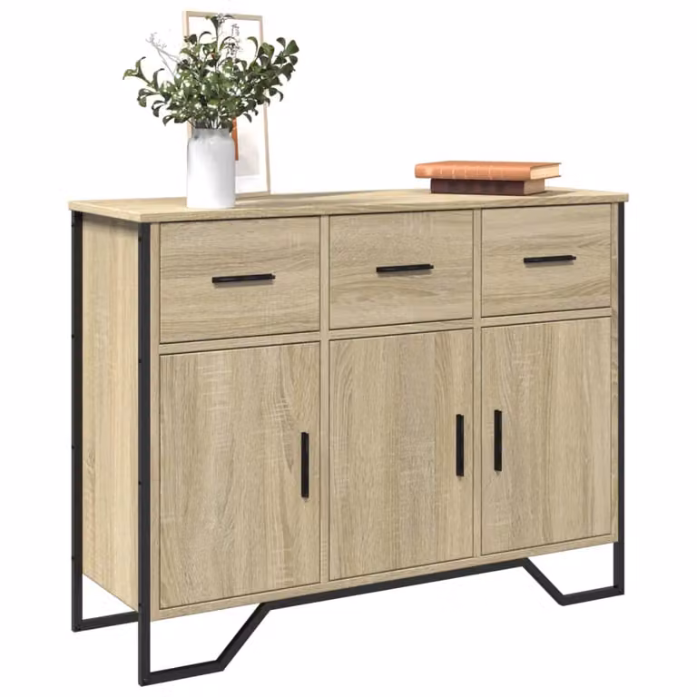Credenza moderna vidaXL in legno multistrato color rovere sonoma, L 97 cm x P 32,5 cm x H 74,5 cm