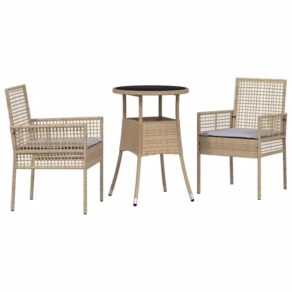 Set da giardino moderno vidaXL in rattan e vetro, colore beige e grigio – 2