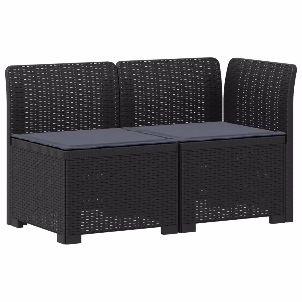 Divano da giardino a 2 posti vidaXL in rattan sintetico con cuscini grigi e antracite per terrazzo o balcone – 2