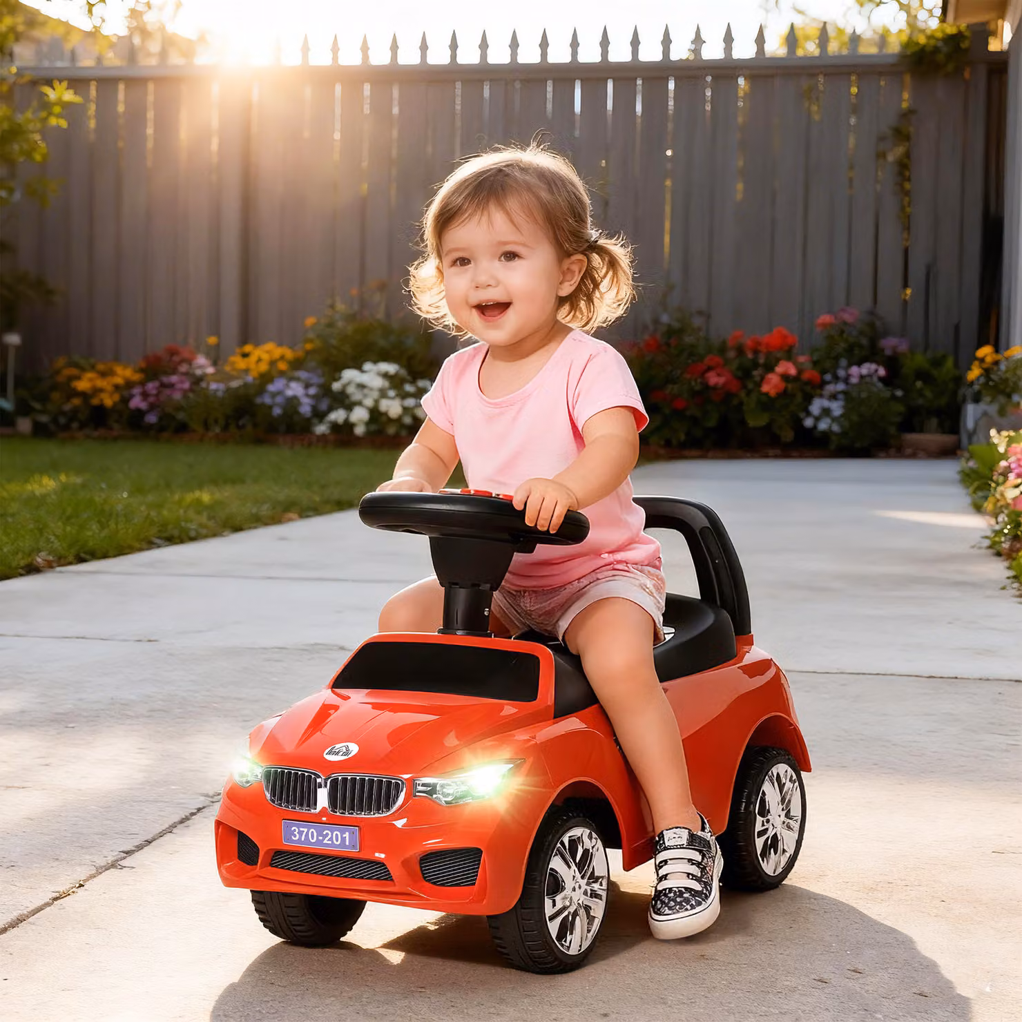 Macchinina Cavalcabile HOMCOM con Volante, Fari e Musiche per Bambini dai 18 ai 36 Mesi, Rosso – 2