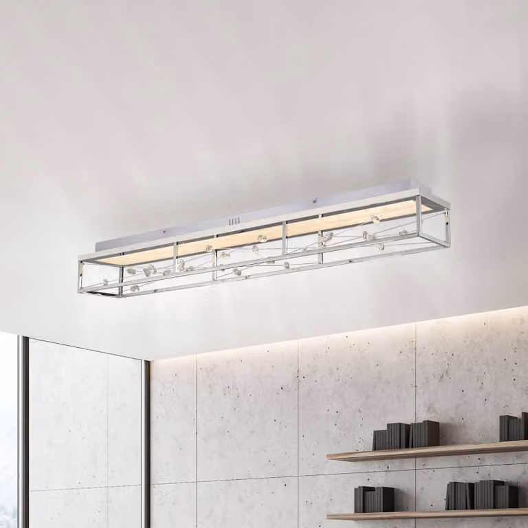 Paul Neuhaus Plafoniera soffitto SKINA, dimmerabile, Cromo / Argento, Soggiorno / Sala da pranzo, Metallo, Moderno, Plafoniera