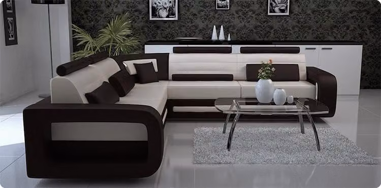 Ecksofa Polster Couch Leder Ecksofa Wohnlandschaft L-Form Polstergarnitur Sofa