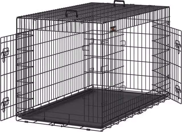 Trasportino per cani portatile e pieghevole con due porte maniglie e vassoio misura XL 91 x 56 x 64 cm nero 12_0004781