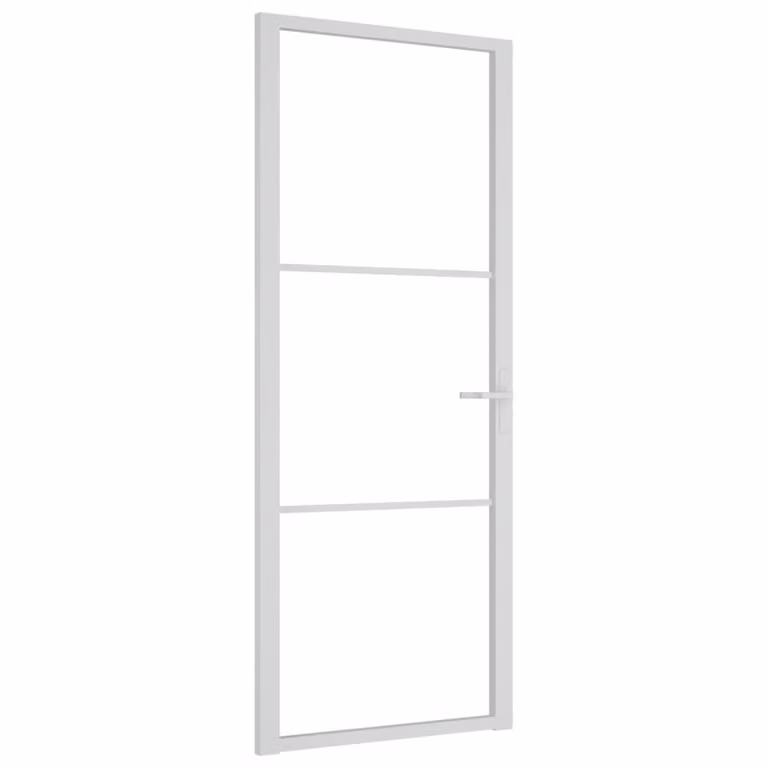 Porta Interna 83x201,5 cm Bianca in Vetro ESG e Alluminio