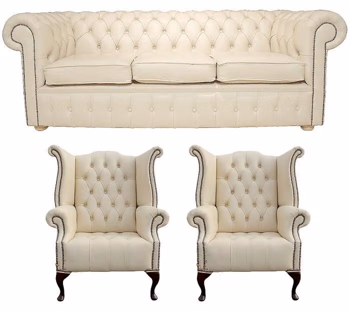 Chesterfield Sofagarnitur Leder Chesterfield Komplett Set Sofa Couch 435