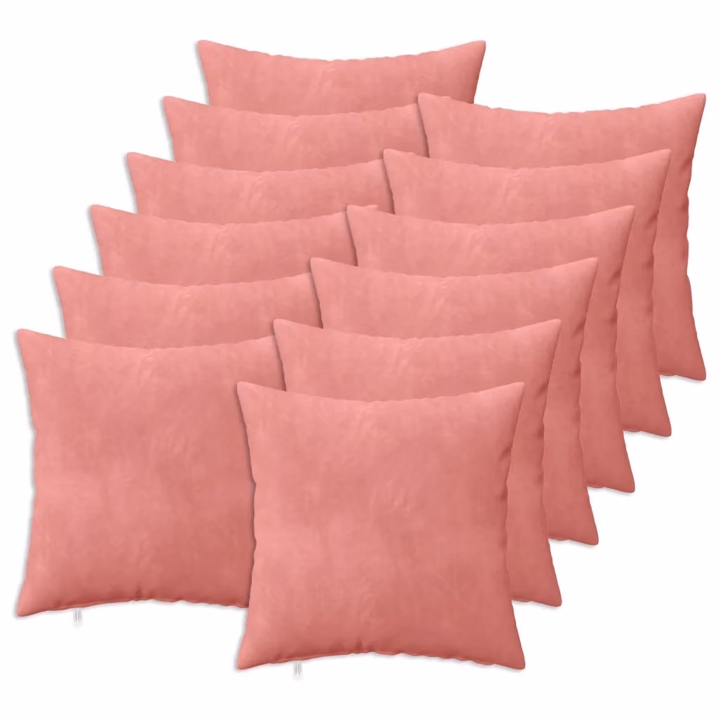 Set di 12 cuscini quadrati HEERLEN vidaXL in velluto rosa con fodera lavabile L/P/H: 50 x 50 x 50 cm – 2