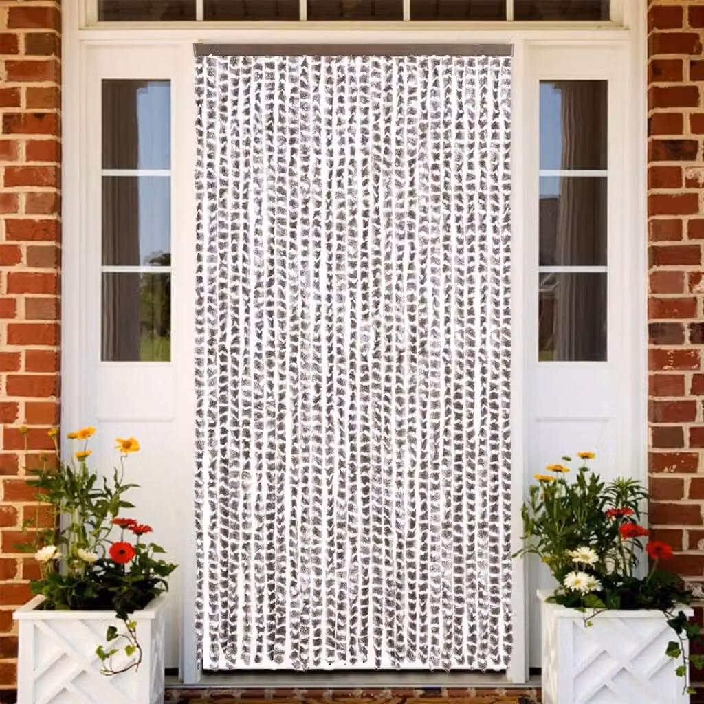 Tenda Antimosche vidaXL in Ciniglia, Colore Tortora e Bianca, L: 118 cm x H: 220 cm