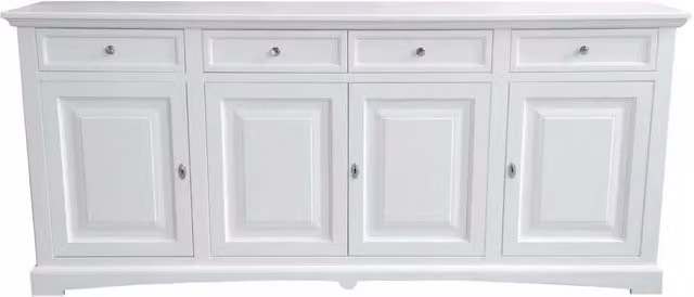 Madia credenza shabby chic con 4 porte in legno bianco Mobili 2G L: 220 cm, P: 45 cm, H: 96 cm – 2