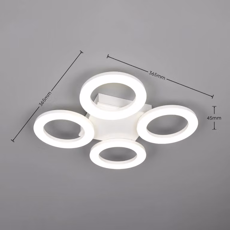 Reality Leuchten Plafoniera soffitto Cemi, Bianco / Opale, Cucina, Plastica, Moderno, Plafoniera