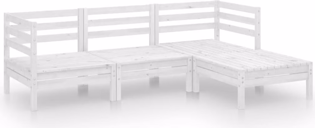 Set Salotto da Giardino 4 pz in Legno Massello di Pino Bianco