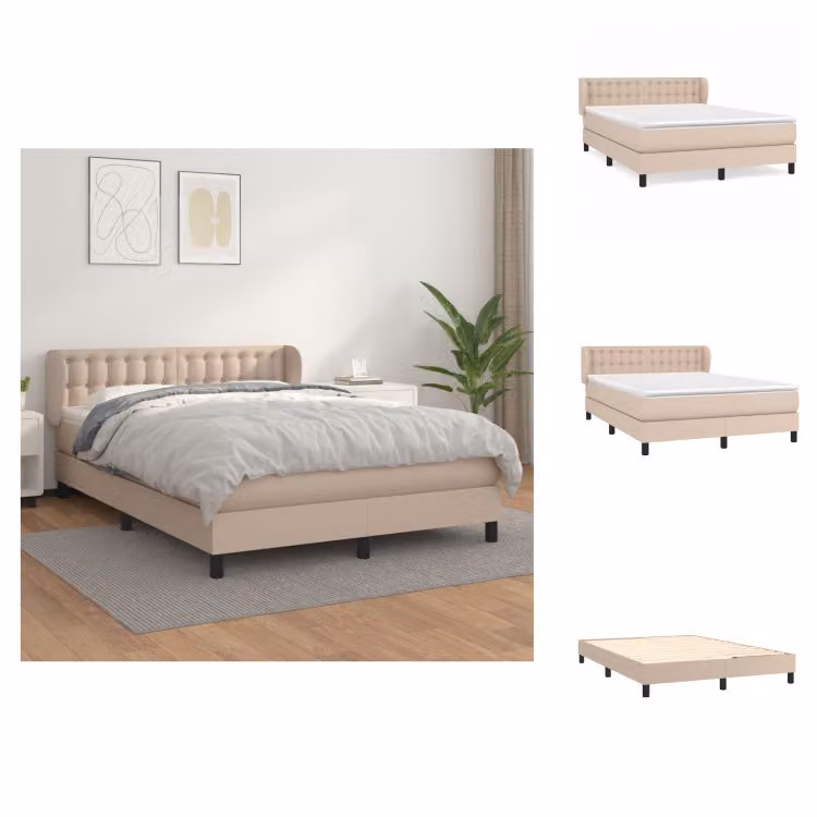vidaXL Materasso letto a molle cappuccino-marrone 140x200cm in Pelle finta - Letti e strutture letto