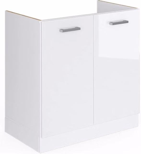 Base per lavello Vicco R-Line bianca lucida con ante, senza piano di lavoro, larghezza: 80 cm