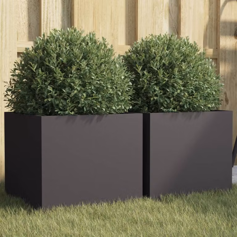 Set di 2 fioriere vidaXL in acciaio nero L 32 cm x P 30 cm x H 29 cm