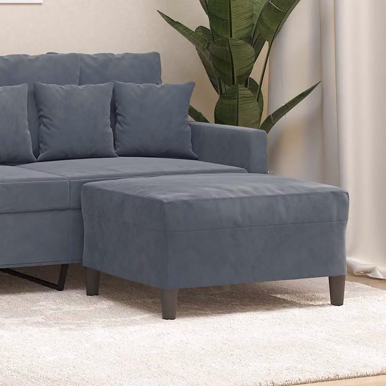 Poggiapiedi vidaXL in Velluto Grigio L: 70 cm, P: 55 cm, H: 41 cm