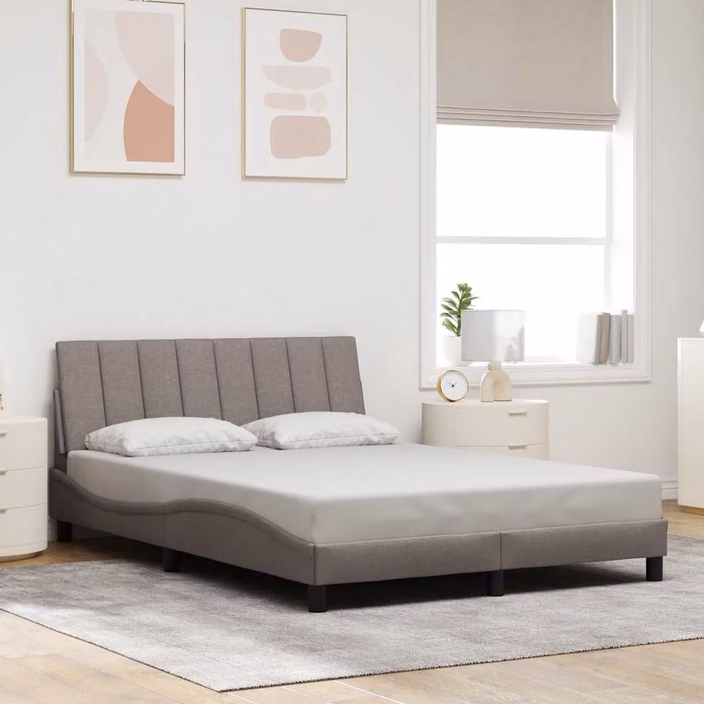 vidaXL Giroletto Hanko senza Materasso in Tessuto Tortora L: 140 cm, P: 200 cm – 1