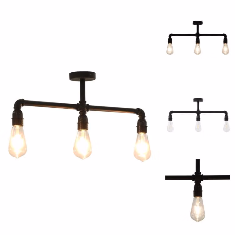 vidaXL Plafoniera nera 3 prese E27 - Lampade