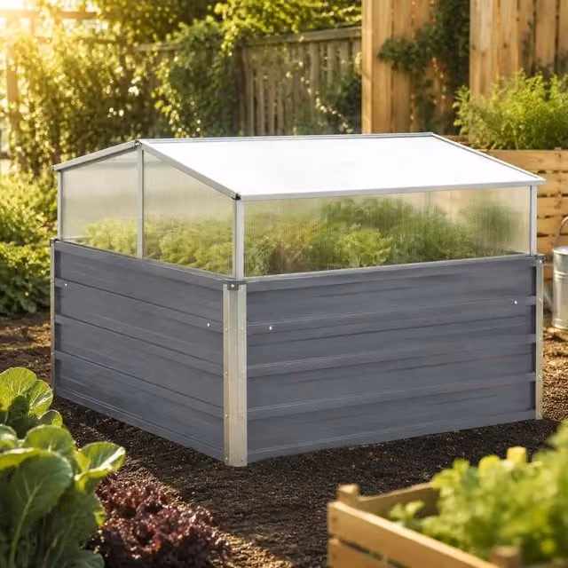 Greenhouse Grey Galvanized Steel 100x100x85 Cm
