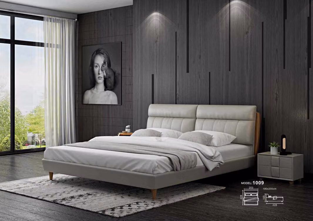 Bett Polster Design Luxus Doppel Betten Beige 180x200 Schlaf Zimmer Leder Hotel