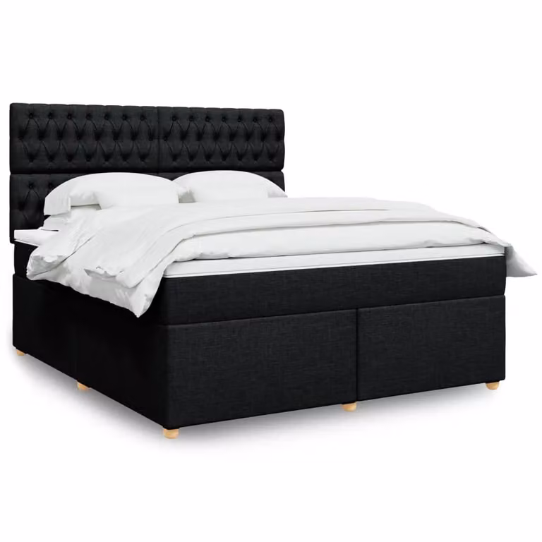 vidaXL Giroletto a Molle con Materasso Nero in Tessuto L: 180 cm, P: 200 cm