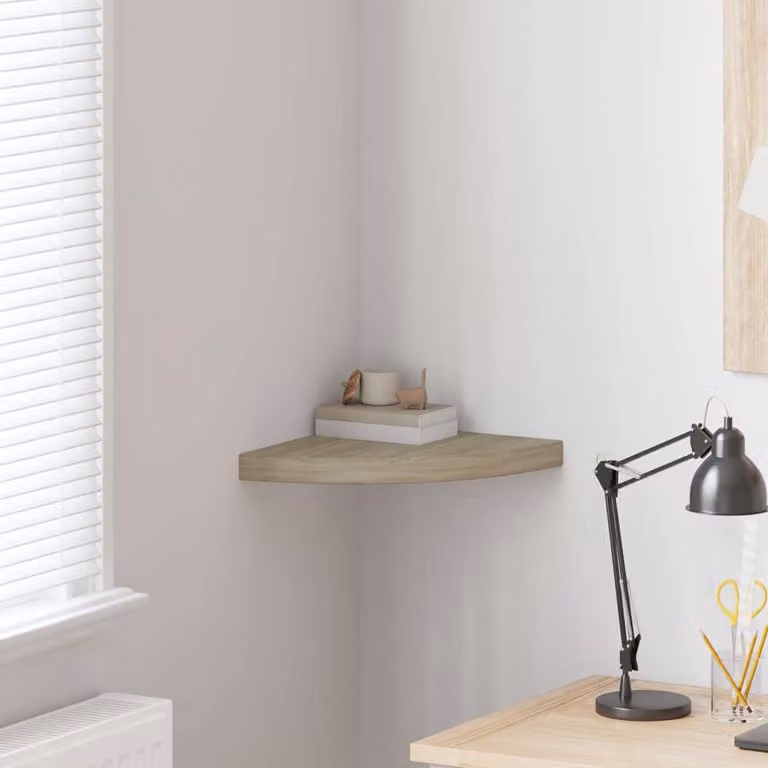 Scaffale Angolare a Parete vidaXL in MDF e Metallo, Colore Marrone, L/P/H: 35 x 35 x 3,8 cm