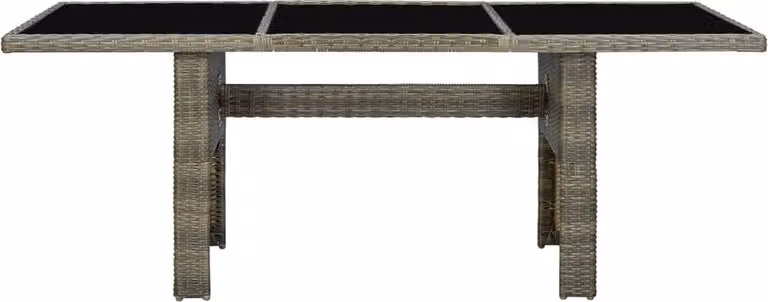 Tavolino da Giardino Marrone Polyrattan e Vetro Temperato