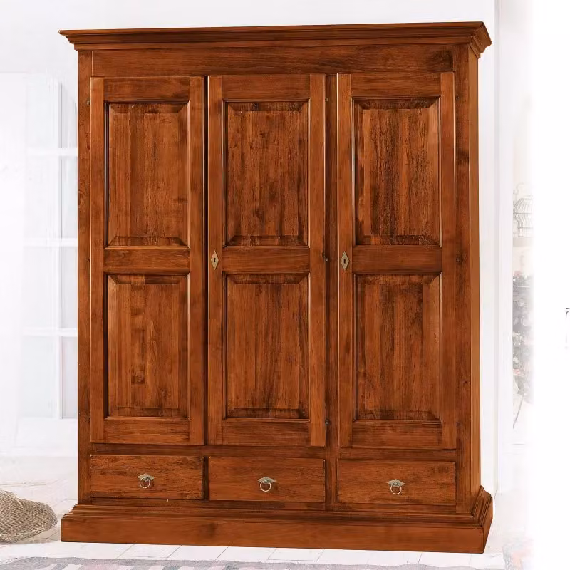 Armadio 3 porte in legno stile arte povera color noce Mobili 2G L: 182 cm, P: 61 cm, H: 221 cm – 2