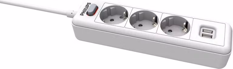 Philips: ciabatta a 3 vie - SPN3032WA/10 - 230V - Bianco - con porte USB