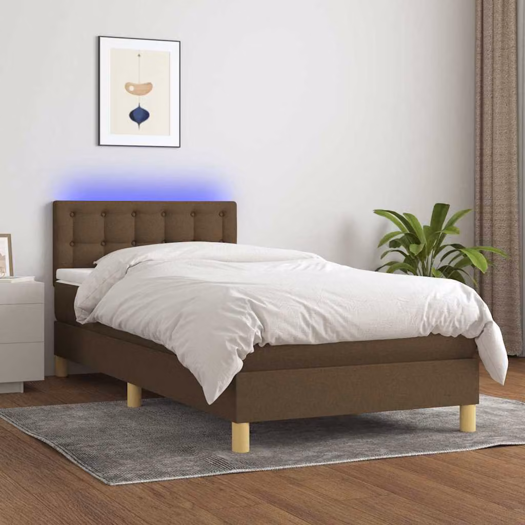 Letto Ibrido con Materasso e Illuminazione LED vidaXL, Marrone e Bianco, L/P/H: 100 x 200 x 203 cm – 1