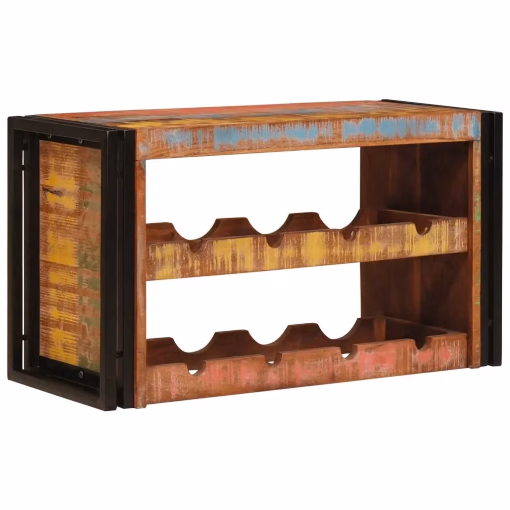 Portabottiglie da parete vidaXL in stile industriale in legno e metallo marrone L: 80 cm, P: 45 cm, H: 33 cm – 2