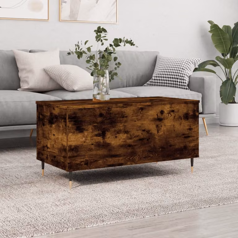 vidaXL Tavolino da Salotto Moderno in Legno e Metallo, Colore Marrone Rovere, L 90 cm x P 44,5 cm x H 45 cm