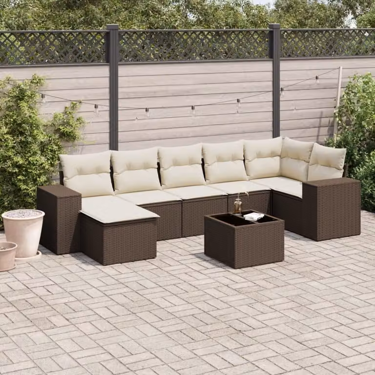 Maison Exclusive - Set Divani da Giardino 8 pz con Cuscini Marrone in Polyrattan