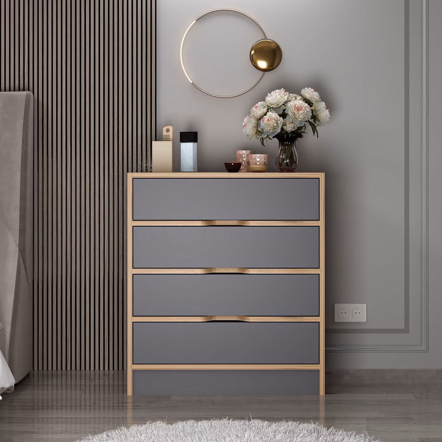Skye Decor, Elina - 8172, cassettiera, noce, 100 % PANNELLI RIVESTITI DI MELAMINA, 70 x 79 x 40 cm