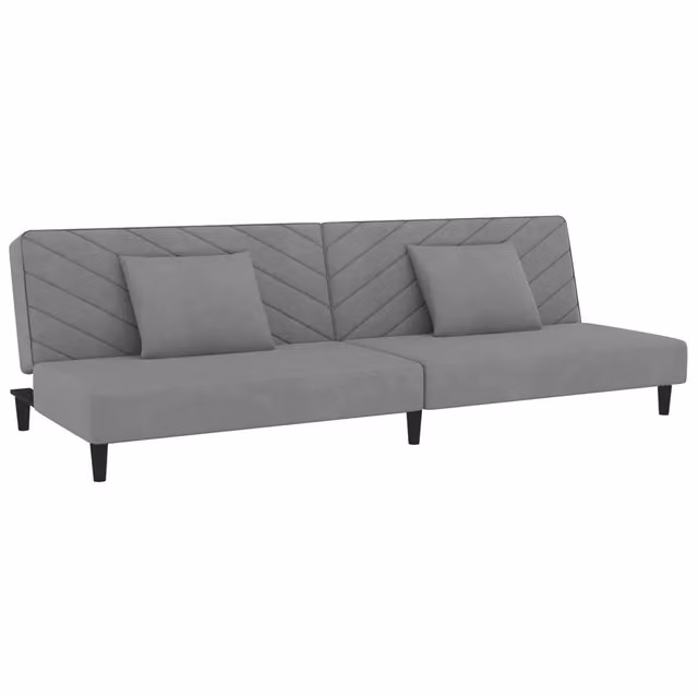 Divano letto | Sof¨¤ letto | Letto singolo a 2 Posti con 2 Cuscini Grigio Chiaro in Velluto