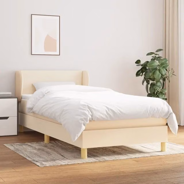 Giroletto a Molle con Materasso-Struttura Letto Crema 80x200 cm inTessuto 398813
