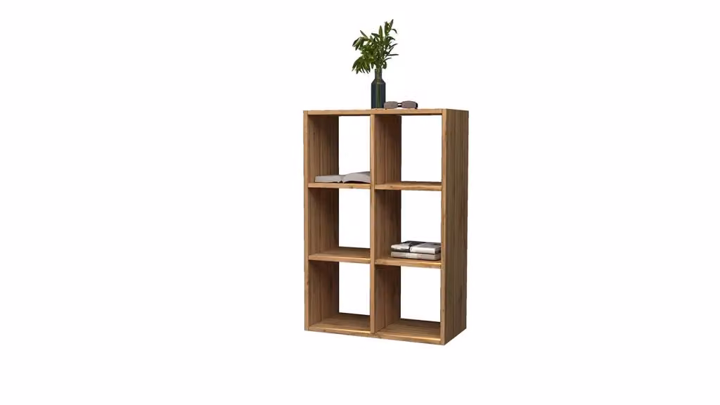 Libreria Maruska Wotan con 6 Vani, da Muro o Pavimento, Colore Rovere, L 60 cm x P 25 cm x H 90 cm – 2