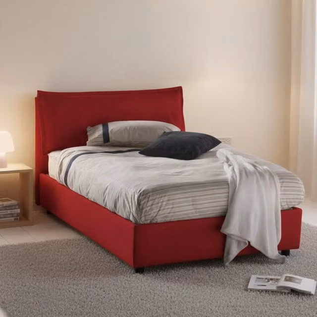 Letto Piazza e Mezza con Contenitore a Sollevamento Talamo Italia, Rosso, L/P: 120 x 200 cm