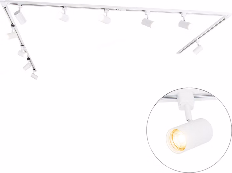 QAZQA - Modern Sistema di binari monofase moderno I Faretto I Faretto da soffitto I Faretto da incasso I Faretto con 10 spot I Faretto I Faretto da soffitto I Faretto da incasso I Faretto I Lampada I Luce bianca - Jeana -
