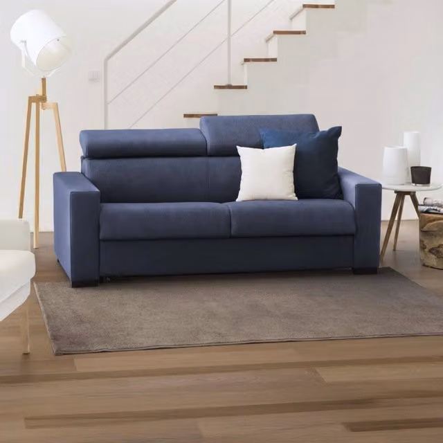 Divano Letto Annalara Talamo Italia, 2 Posti, Blu, con Coperture Sfoderabili e Poggiatesta Regolabile, L: 180 cm, P: 95 cm, H: 85 cm – 1