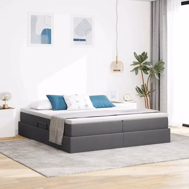 Letto con contenitore e materasso Grigio scuro 180 x 200 cm 3370350