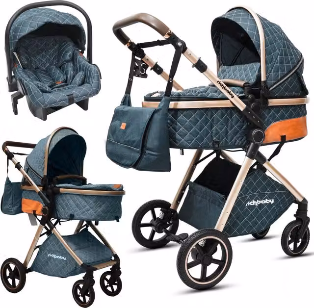 Passeggino 2-in-1 V8T per neonati con navicella reversibile e staccabile, pieghevole con una mano, ammortizzazione fuoristrada