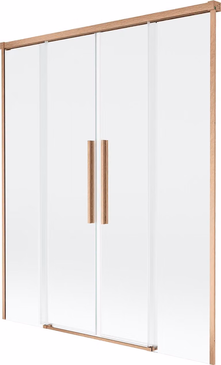 Mexen Rox paravento per vasca da bagno a 2 ante scorrevole 150 x 150 cm, trasparente, rame spazzolato - 8C9-150-002-65-00