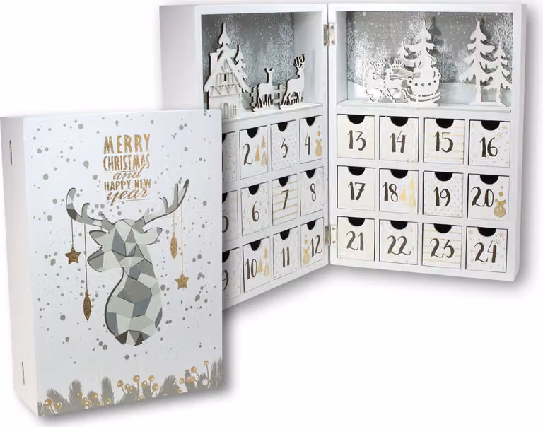 Calendario dell'Avvento a libro 30 cm con 24 caselle - in bianco